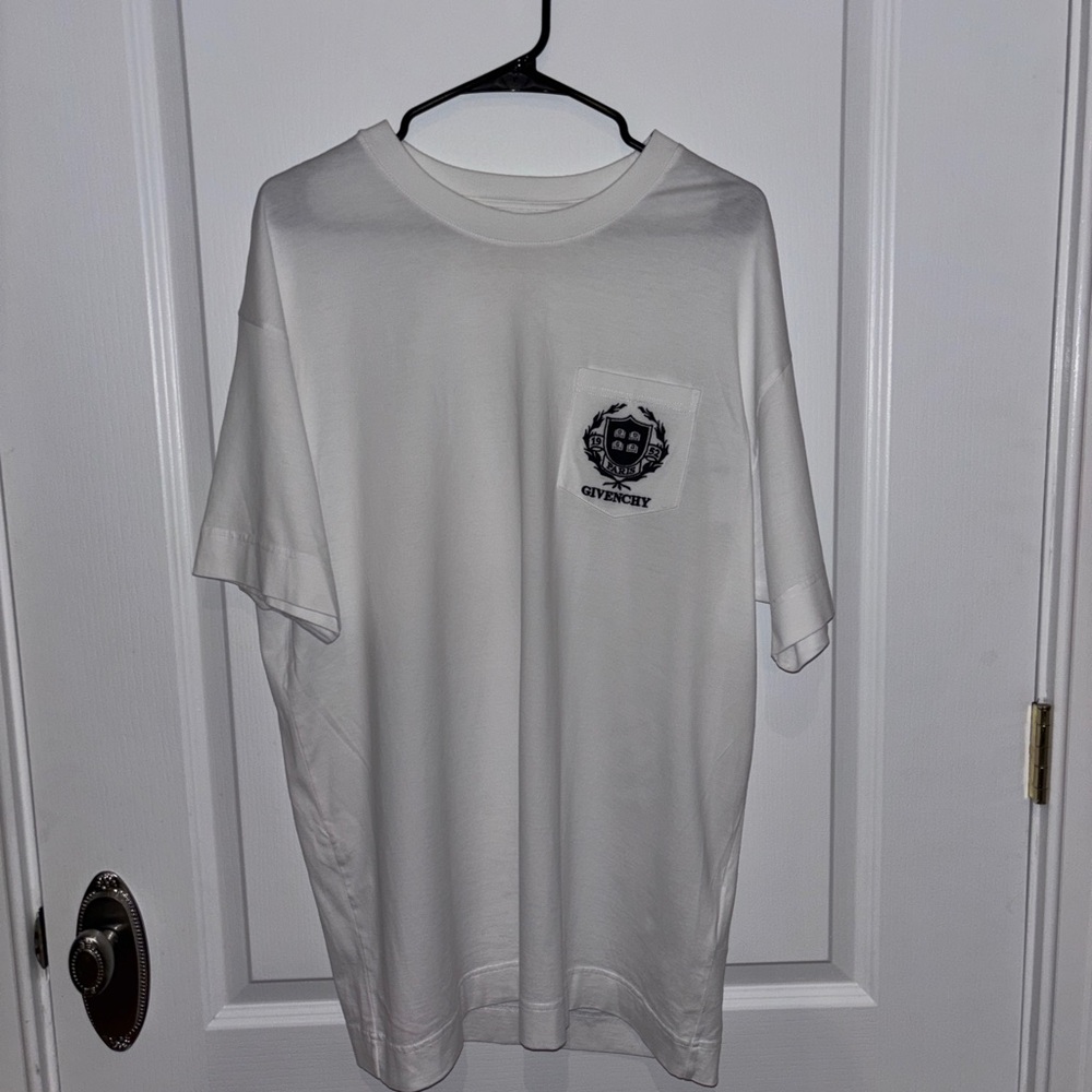 Givenchy White Short Sleeve Tee with Black Logo